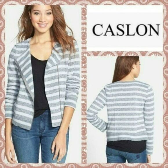 ⭐️NWT MSRP $68 Caslon Raw Edge Fleece Jacket Women's Size Large - Picture 1 of 10